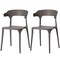 Fabulaxe Modern Plastic Outdoor Dining Chair with Open U Shaped Back, Grey, PK 2 QI004228.GY.2 - alternate 1